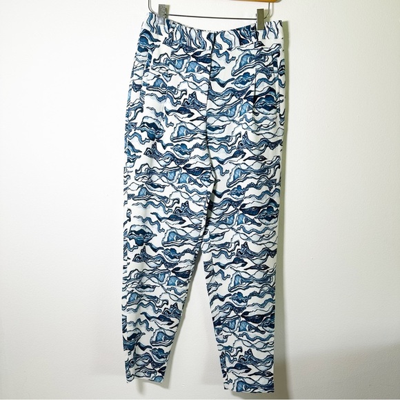 Essentiel Antwerp Kebarbra Relax Fit Blue & White Design Ankle Pants sz 36 EU - Picture 1 of 12